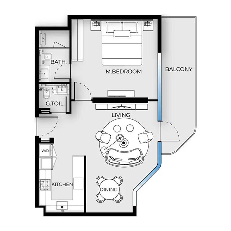 1 bedroom Apartments floor plan