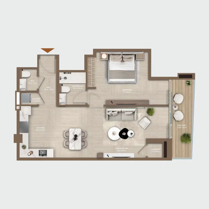 1 bedroom Apartments floor plan