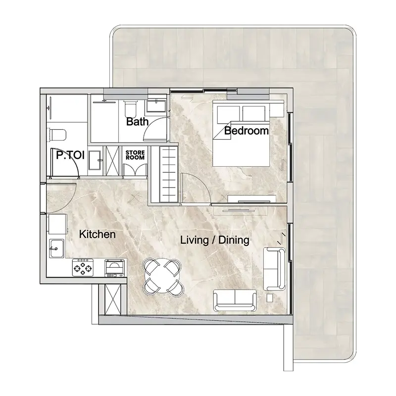 1 bedroom Apartments floor plan