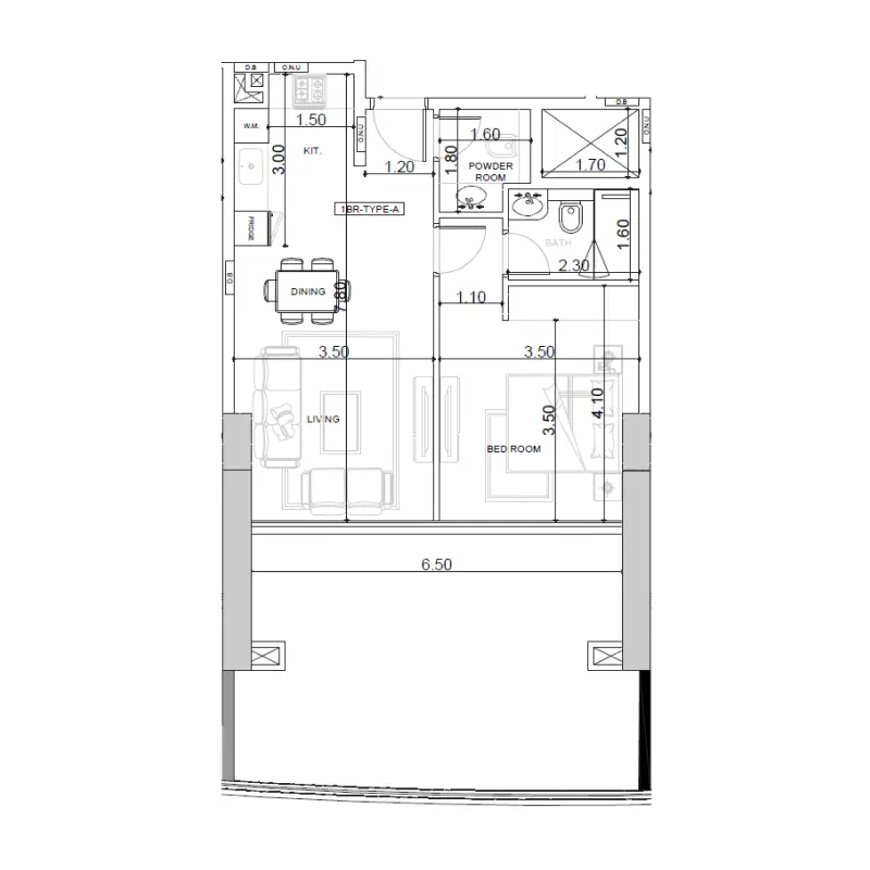 1 bedroom floor plan
