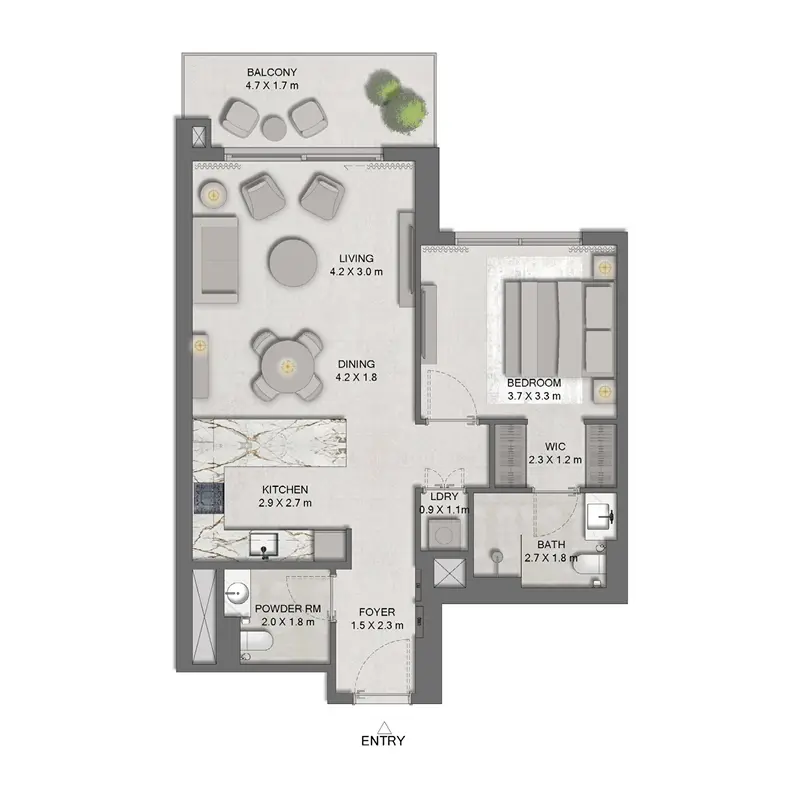 1 bedroom Apartments floor plan