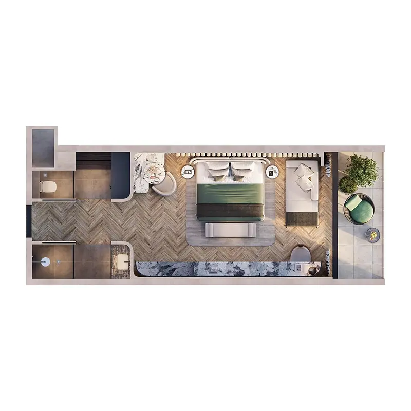 1 bedroom Hotel Apartments floor plan
