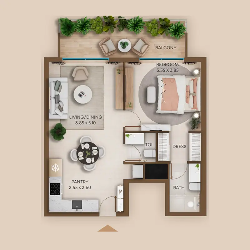 1 bedroom Apartments floor plan