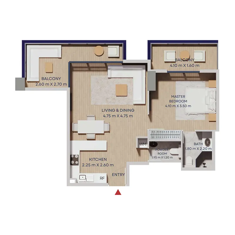 1 bedroom Apartments floor plan