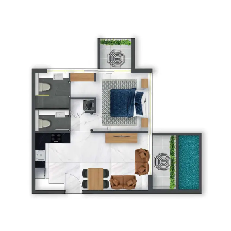 1 bedroom floor plan