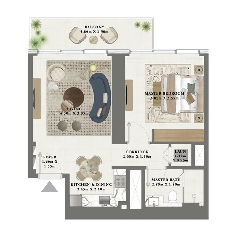 1 bedroom Apartments floor plan