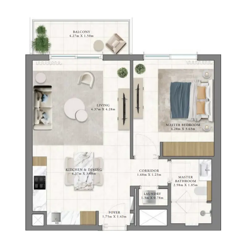 1 bedroom floor plan