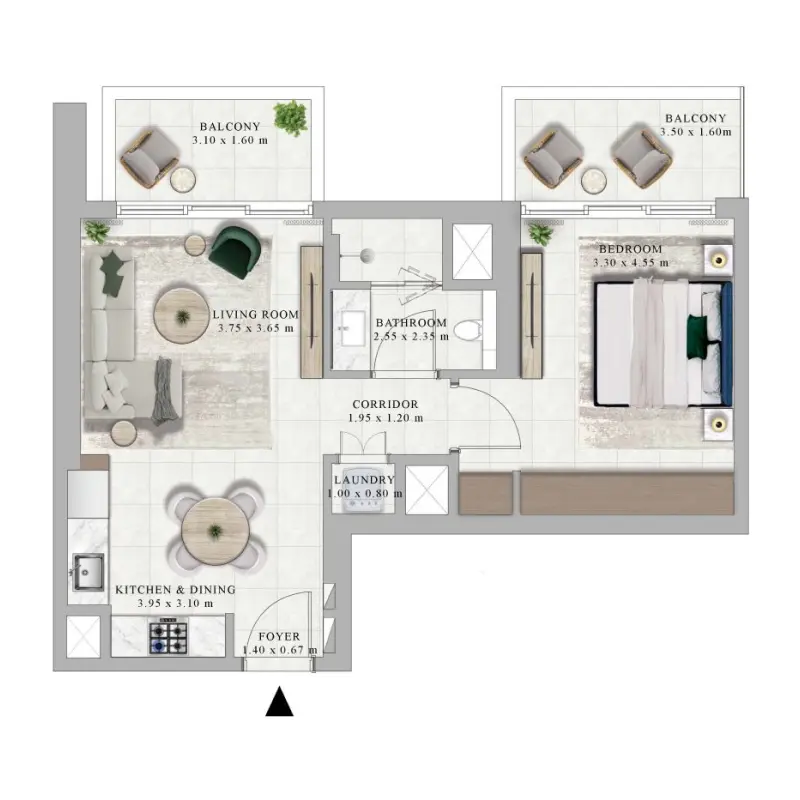 1 bedroom floor plan