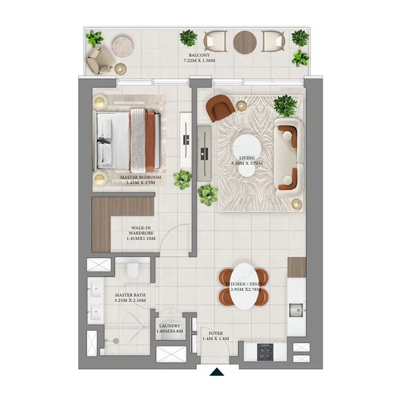 1 bedroom Apartments floor plan