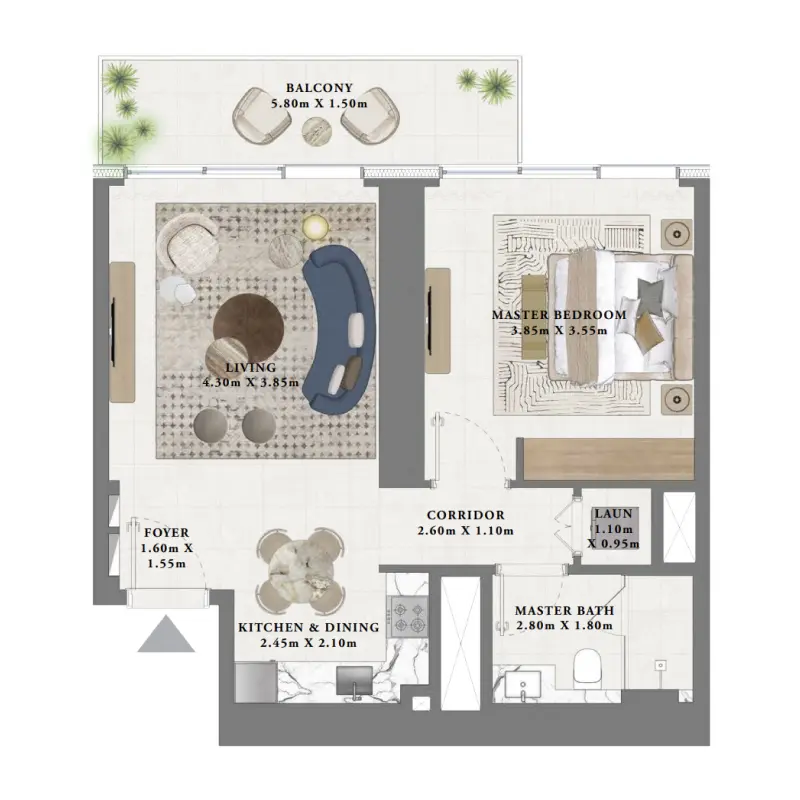 1 bedroom Apartments floor plan