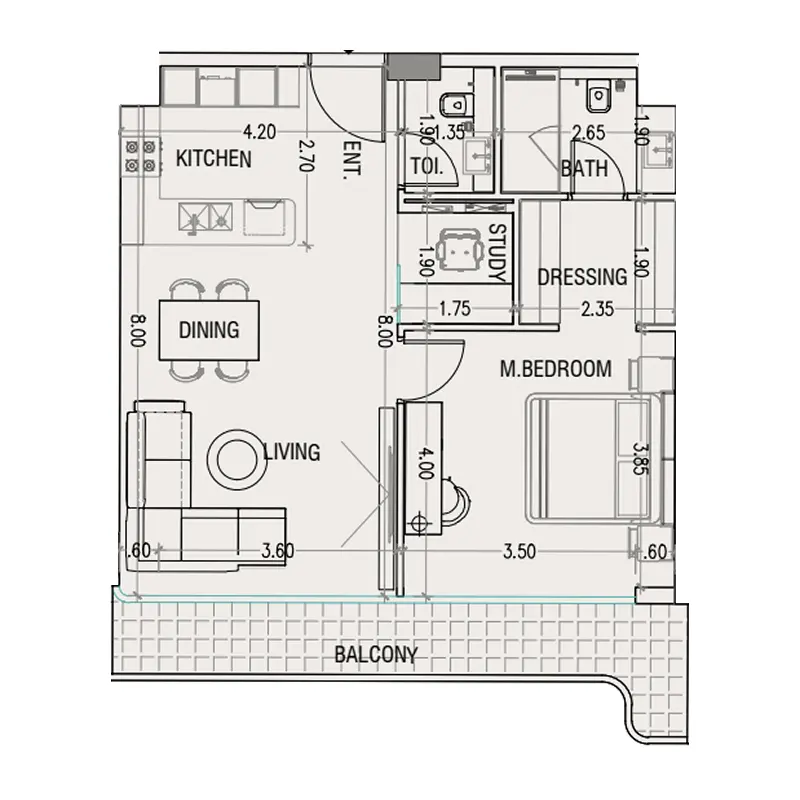 1 bedroom Apartments floor plan