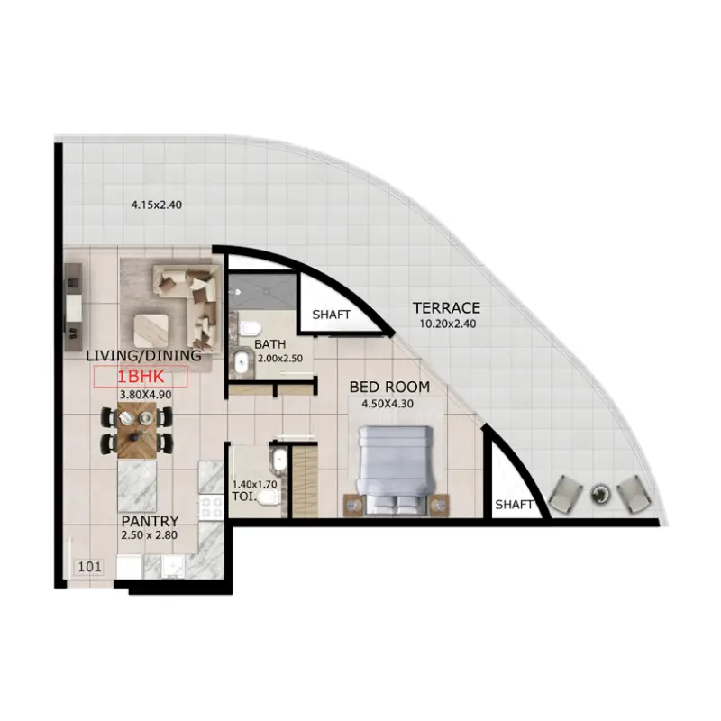 1 bedroom floor plan