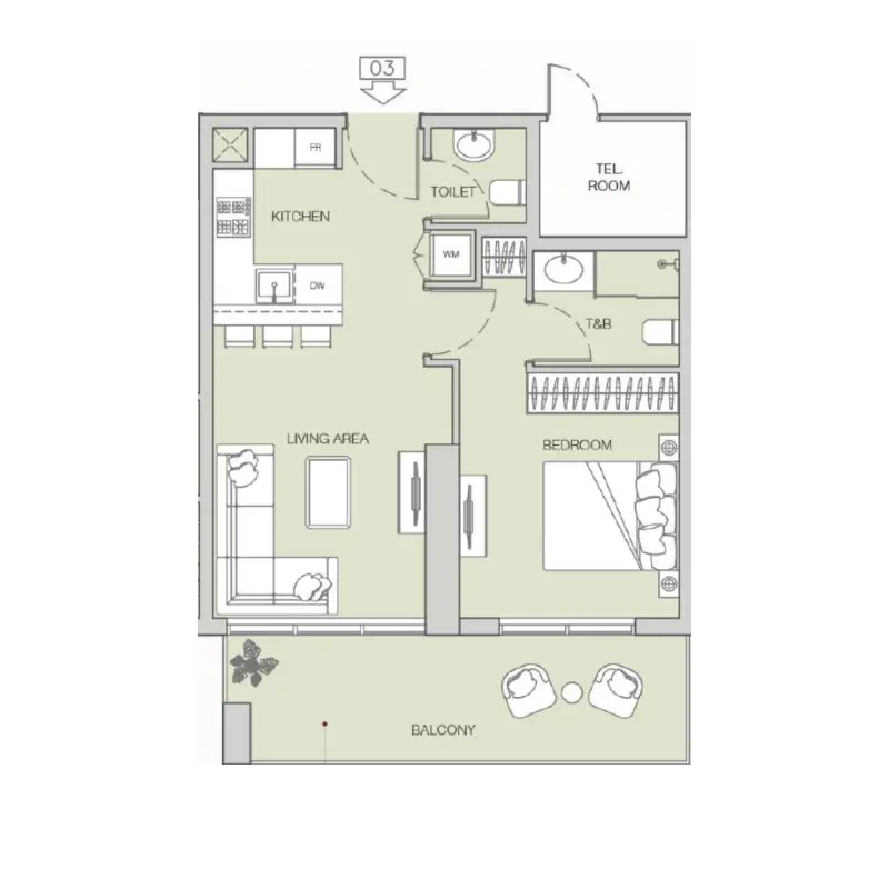 1 bedroom Apartments floor plan