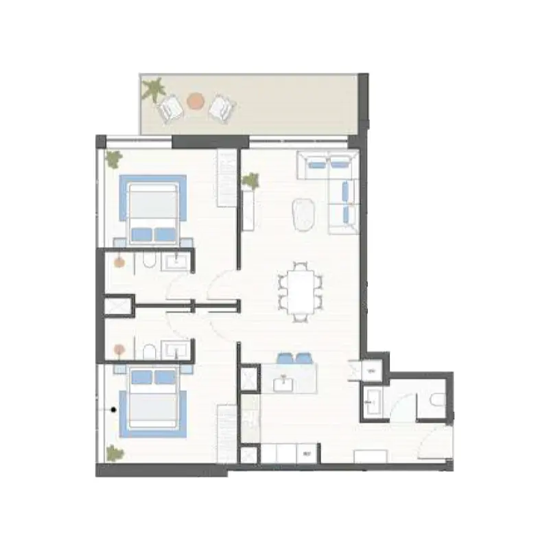 2 bedroom Apartments floor plan