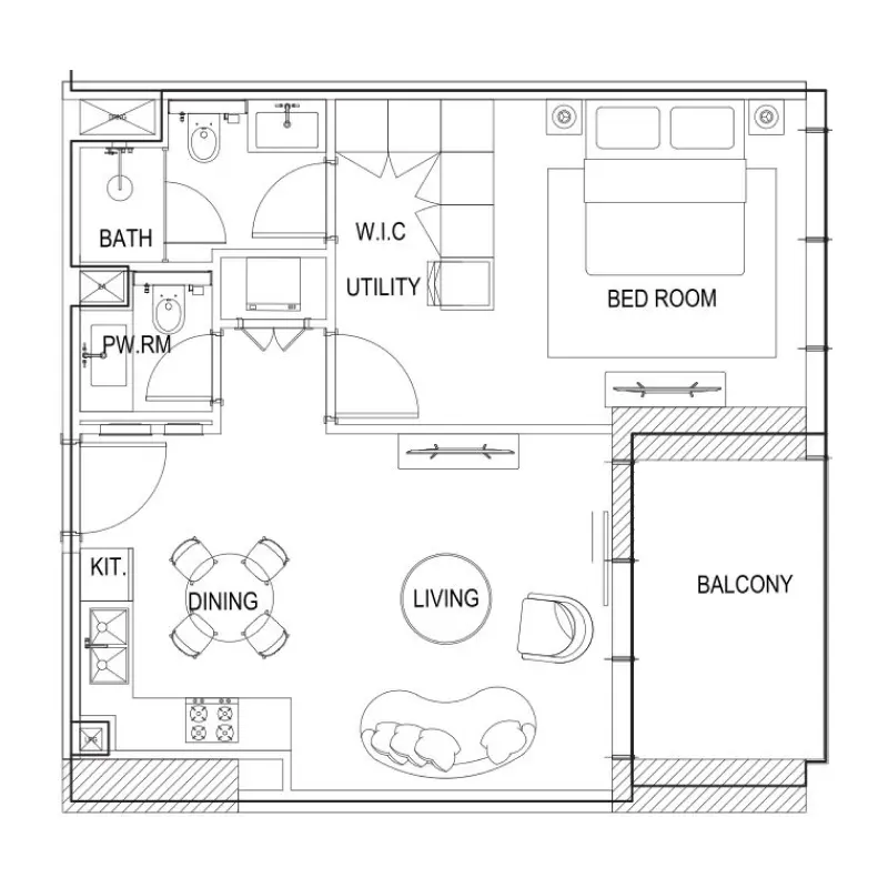 1 bedroom Apartments floor plan