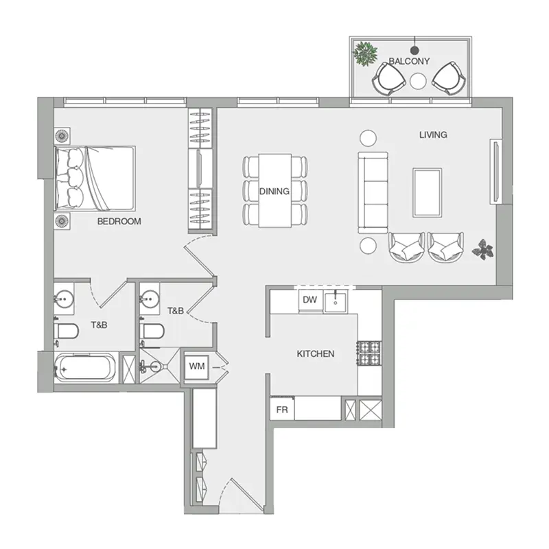 1 bedroom Apartments floor plan