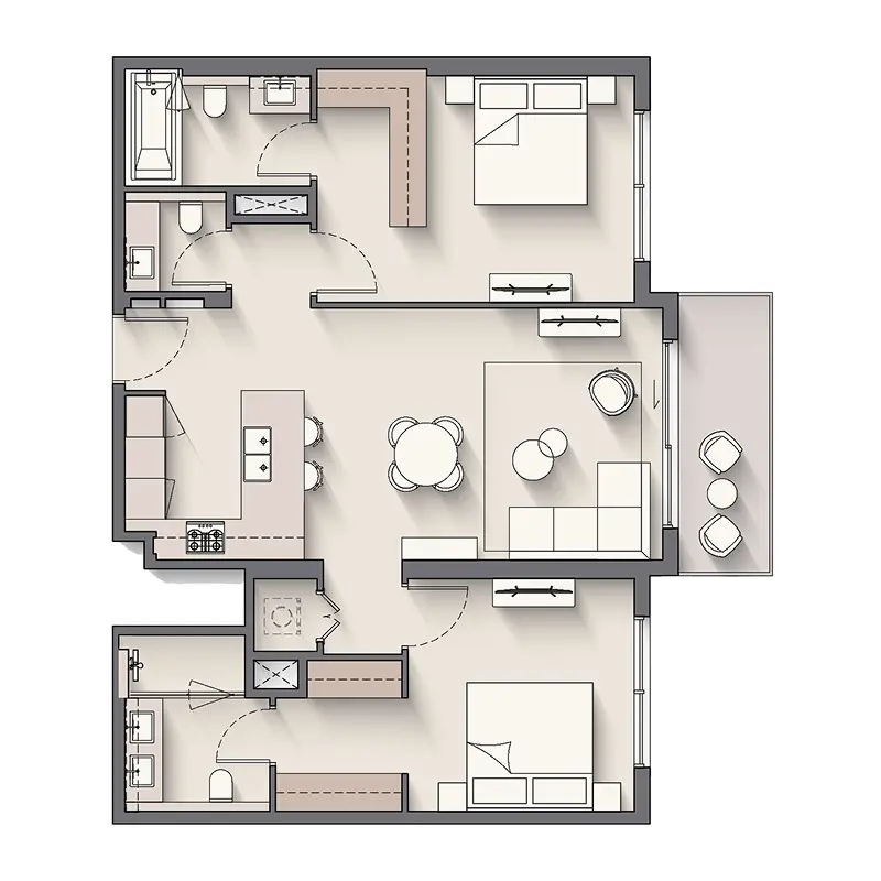 2 bedroom Apartments floor plan