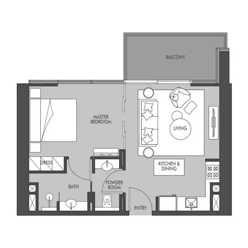 1 bedroom floor plan