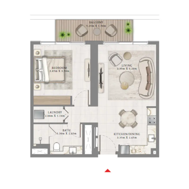 1 bedroom floor plan