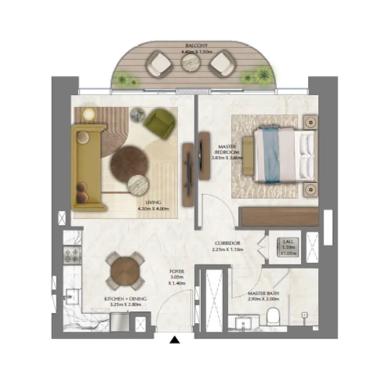 1 bedroom floor plan