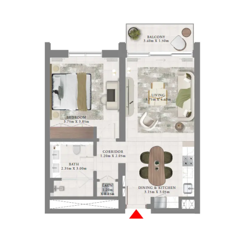 1 bedroom floor plan