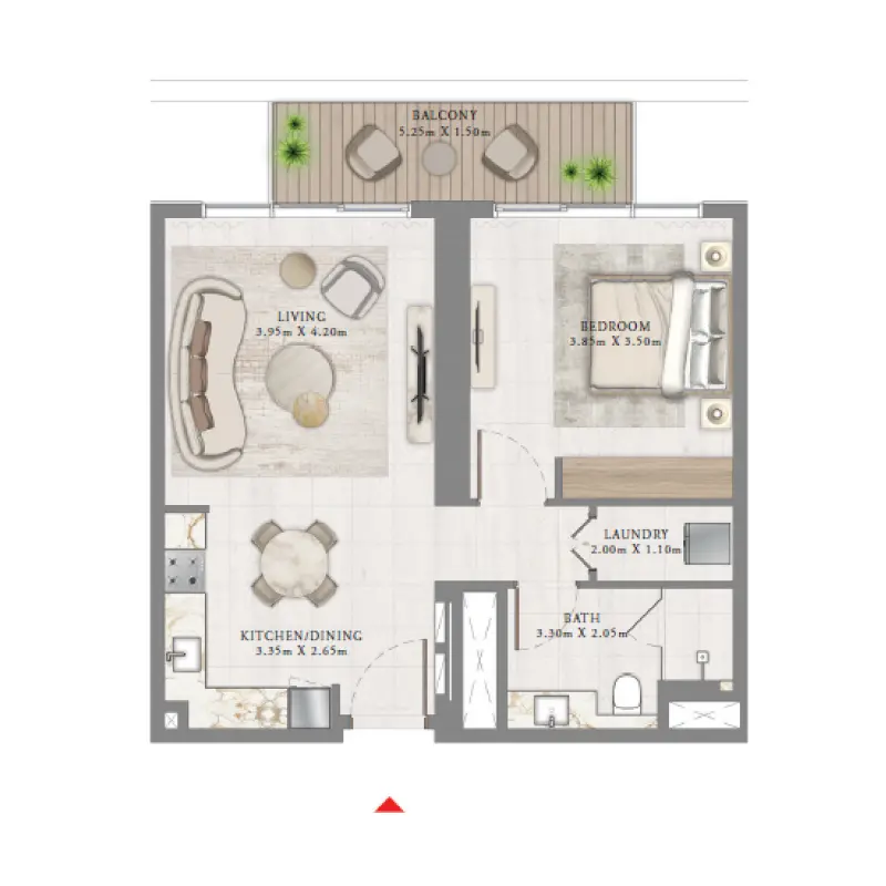 1 bedroom floor plan