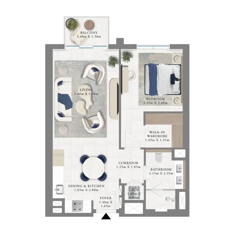 1 bedroom floor plan
