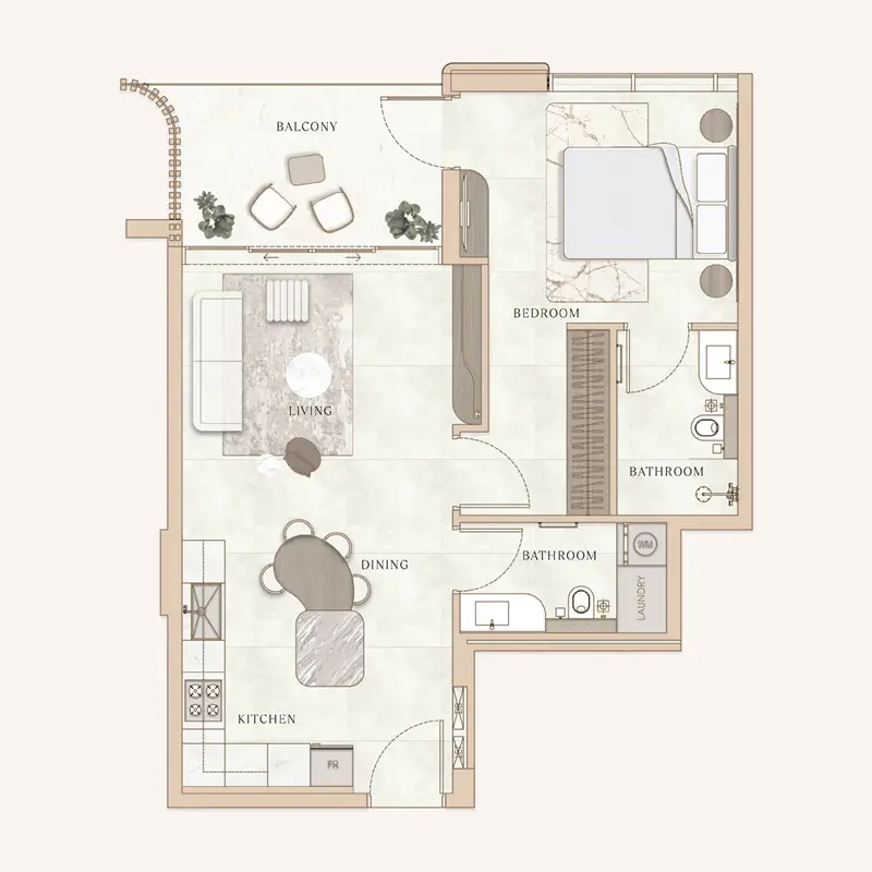 1 bedroom Apartments floor plan