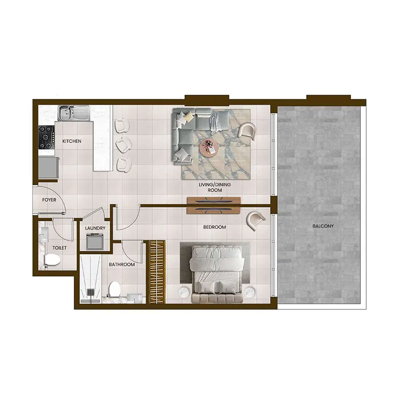 1 bedroom Apartments floor plan