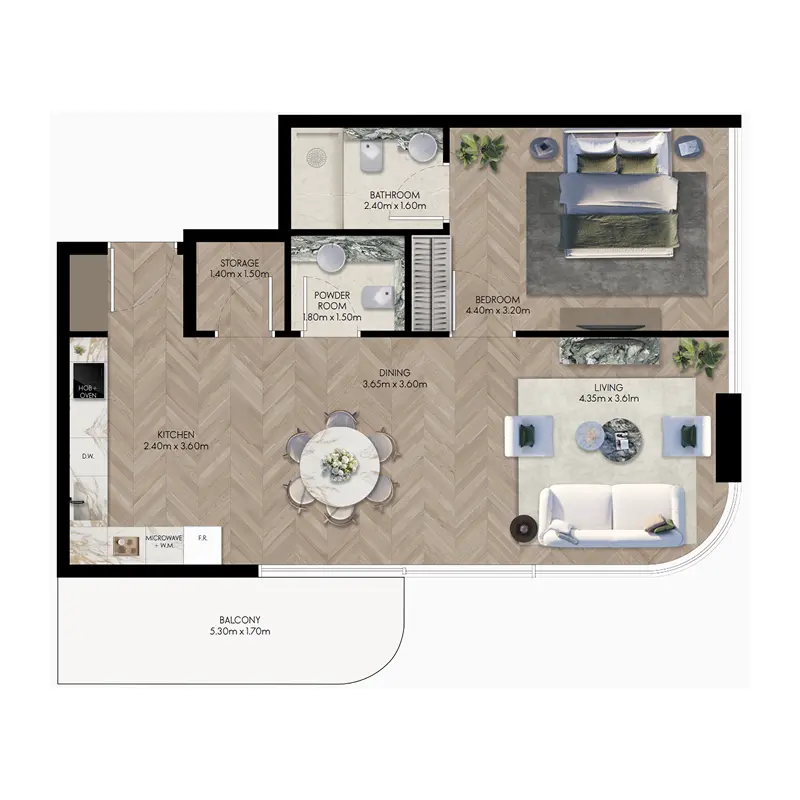 1 bedroom Apartments floor plan