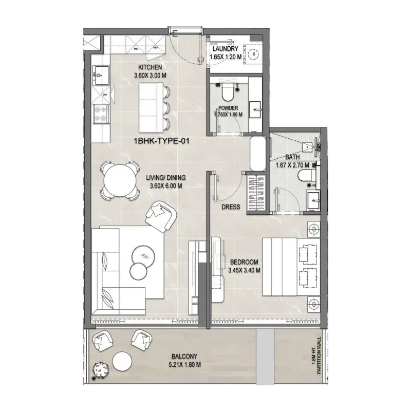 1 bedroom floor plan
