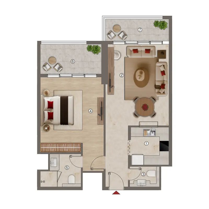 1 bedroom Apartments floor plan