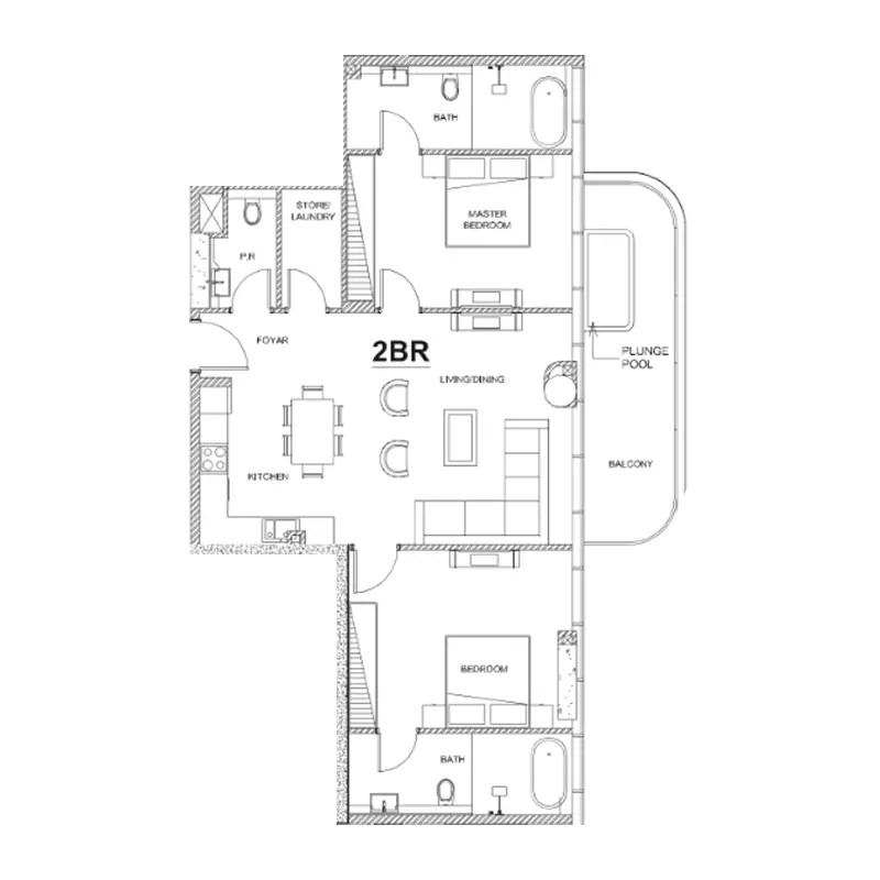 2 bedroom Apartments floor plan