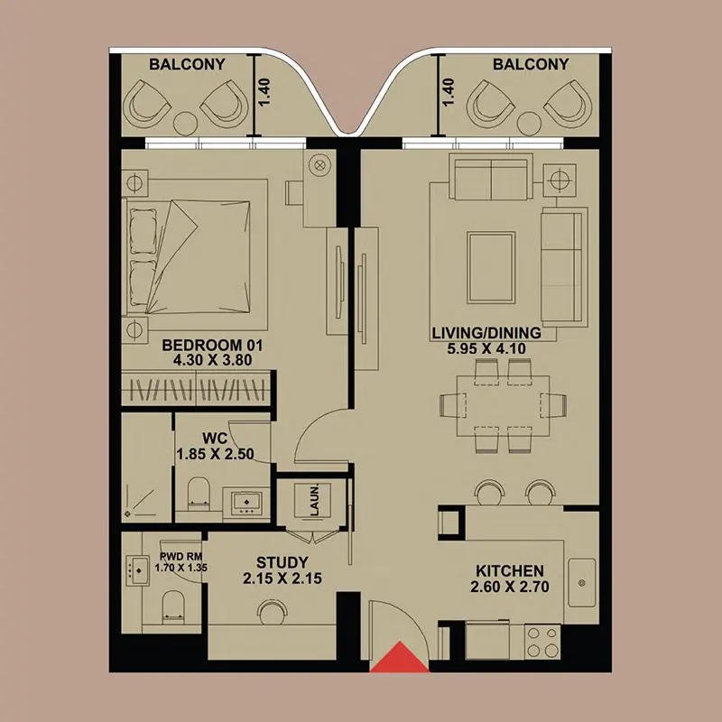 1 bedroom Apartments floor plan
