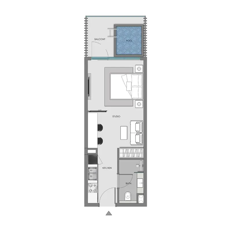 Studio + Pool Apartments floor plan