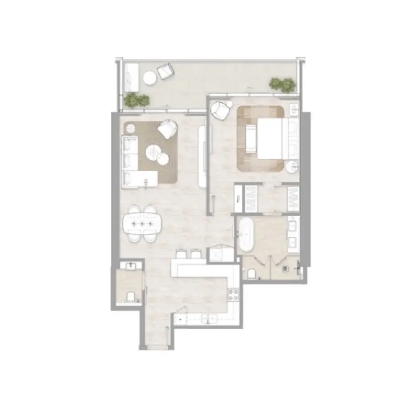 1 bedroom floor plan
