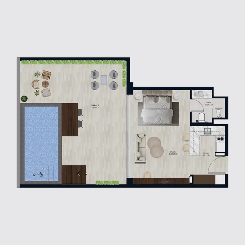 Studio + Pool Apartments floor plan