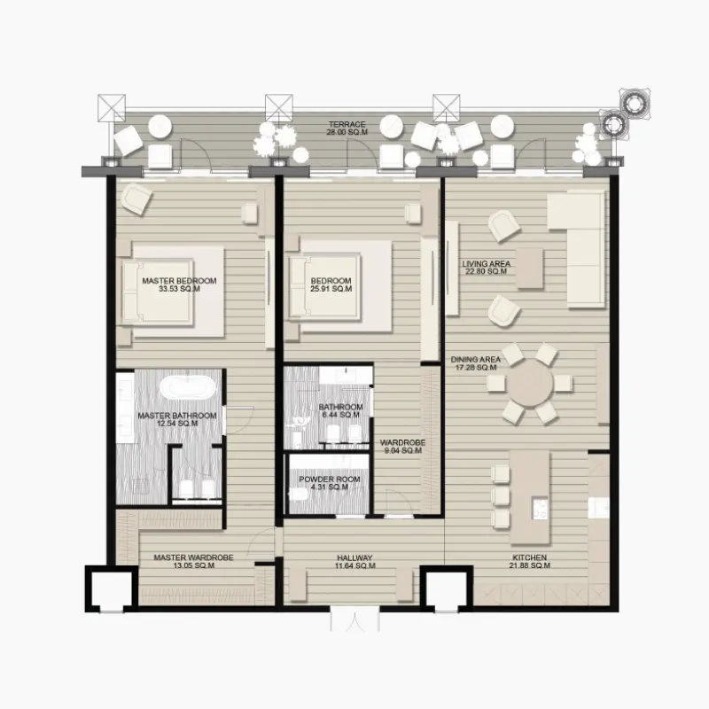 2 bedroom floor plan