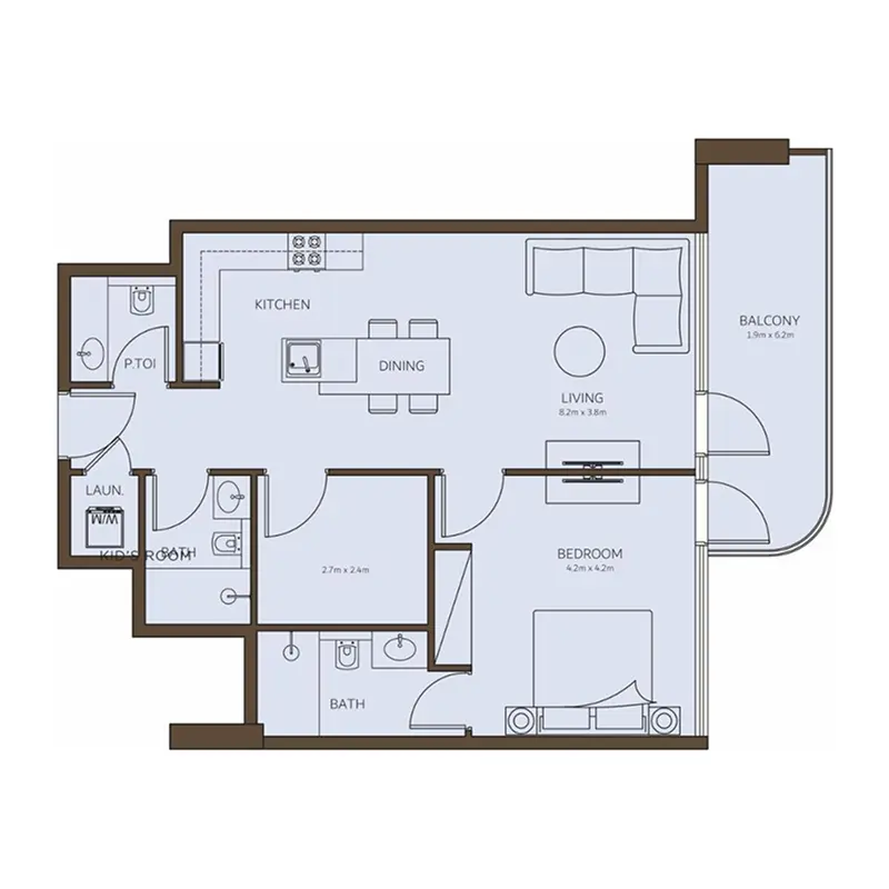 1 bedroom Apartments floor plan