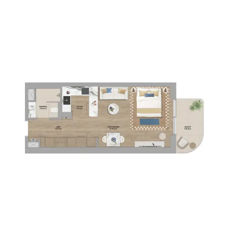 Studio apartments - The Beach House Fahid floor plan
