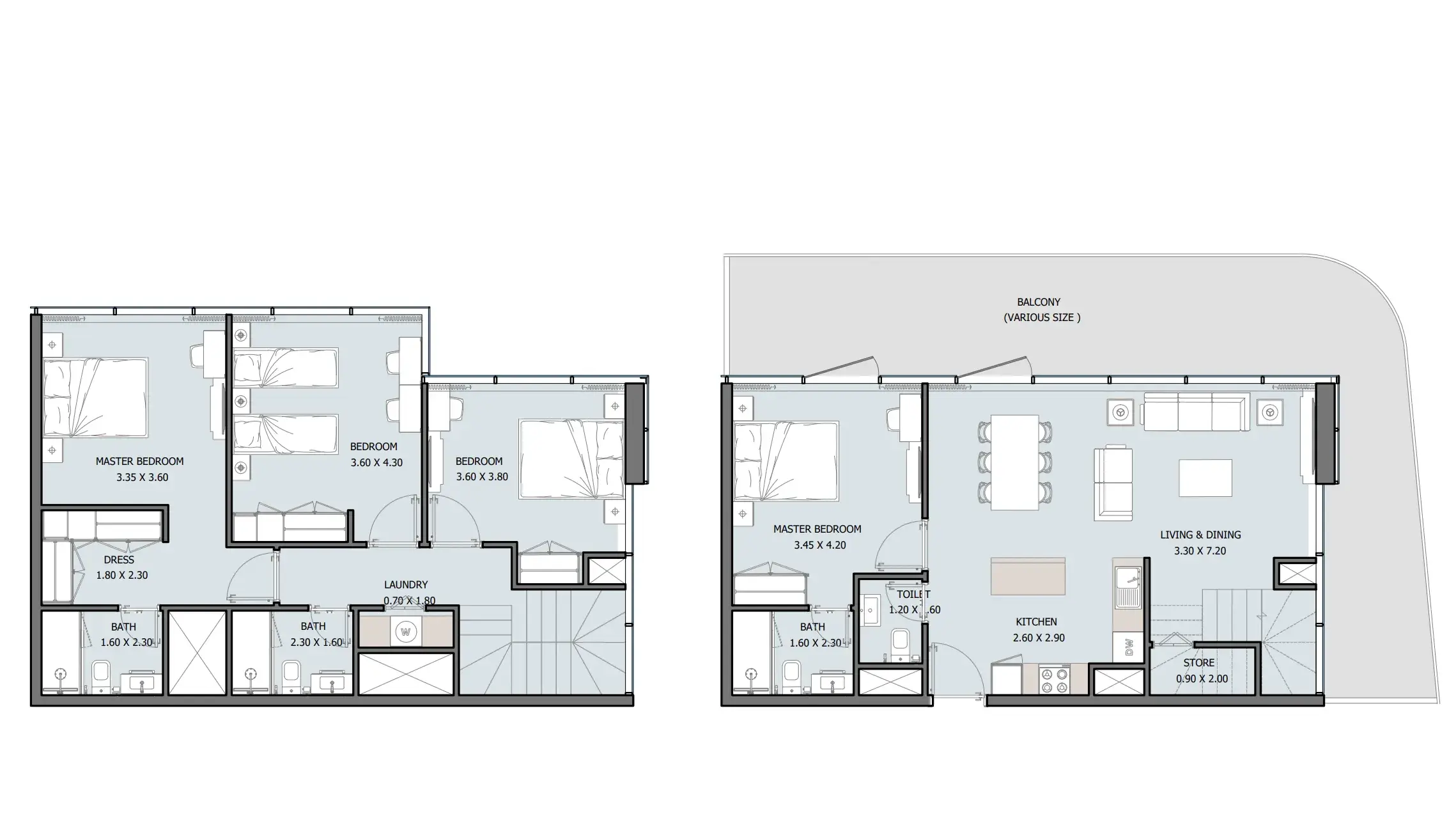 4 Bedrooms penthouse - Reportage Tower floor plan