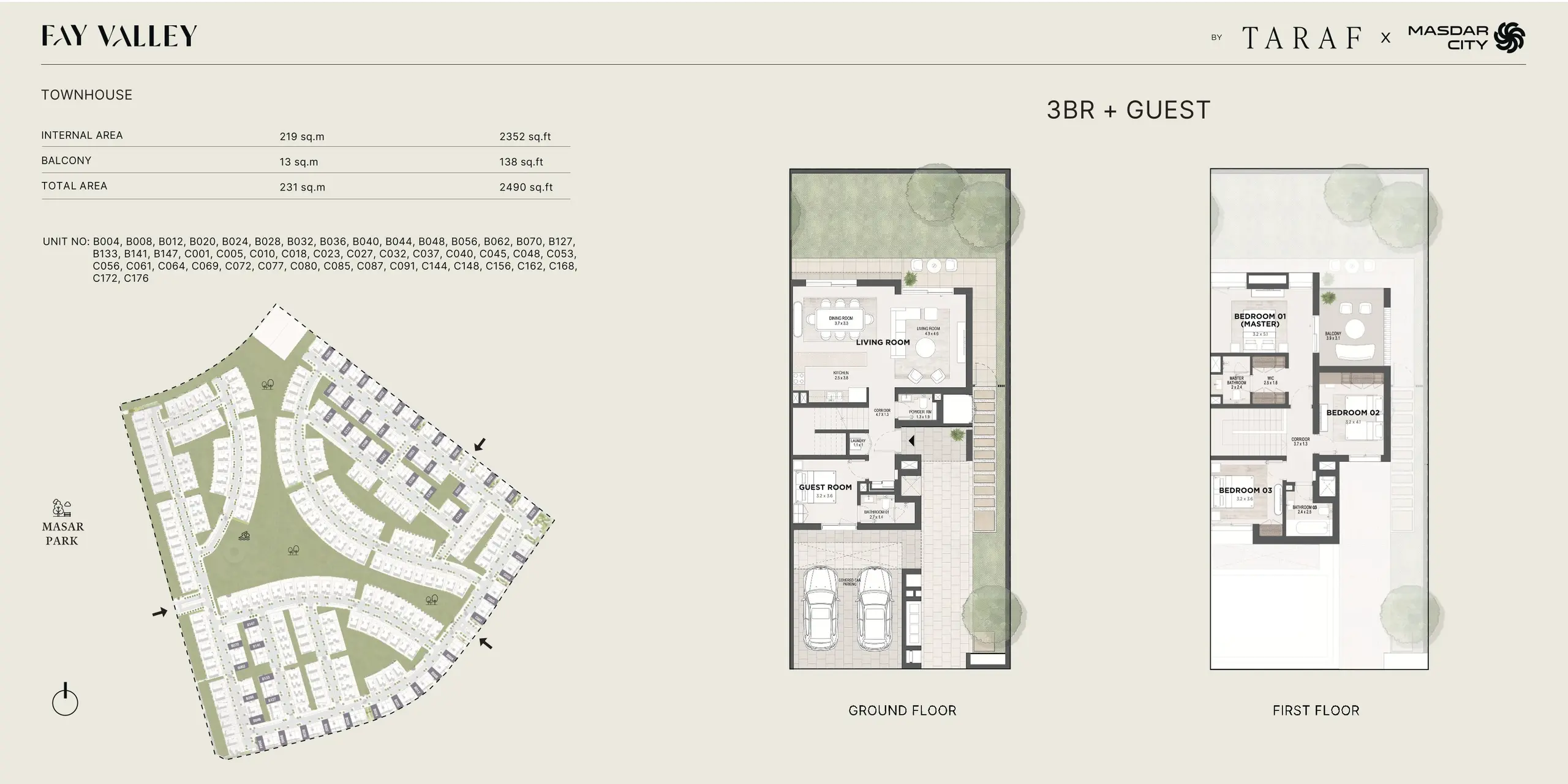 3 Bedroom + Guest floor plan