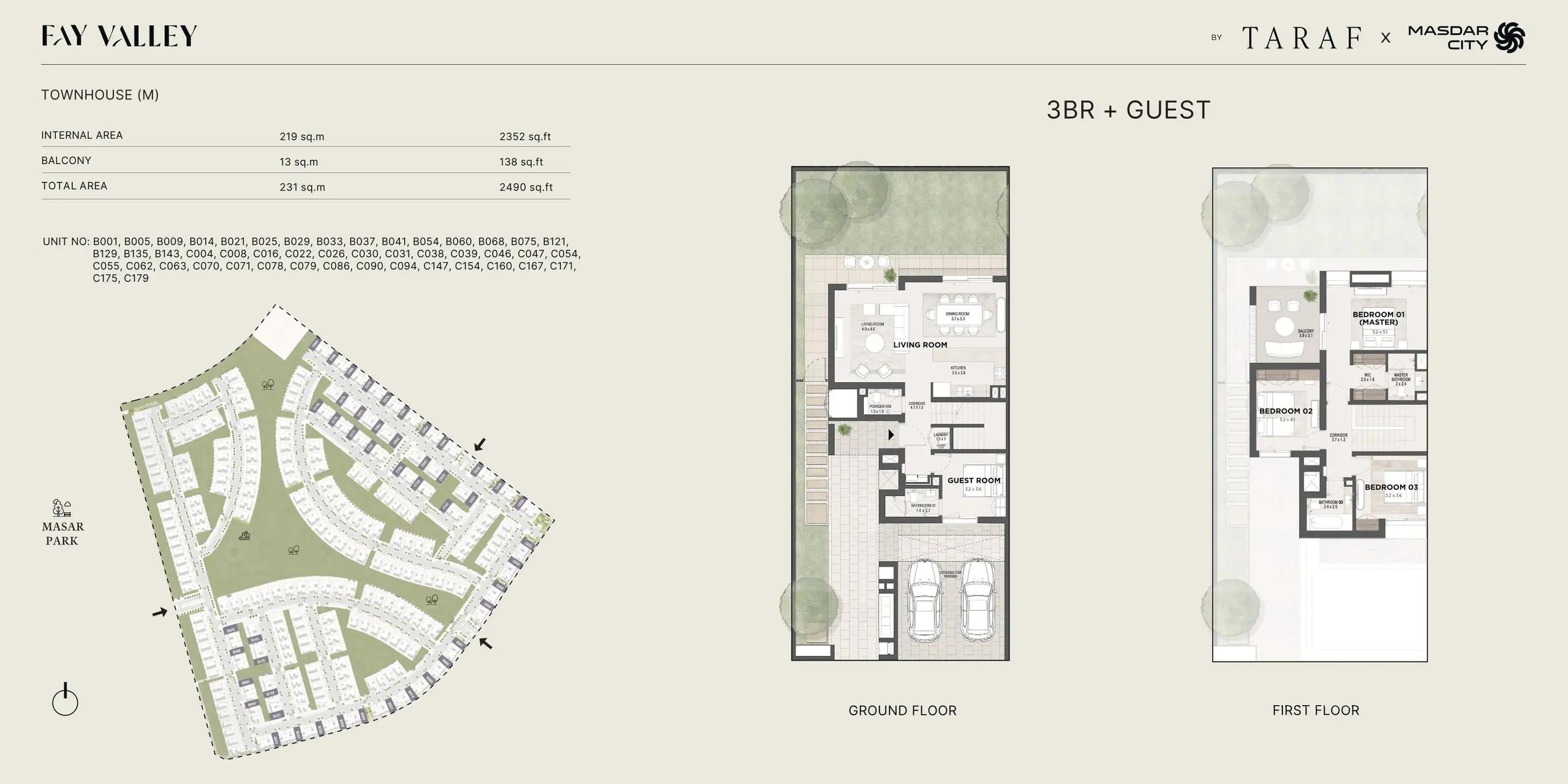 3 Bedroom + Guest(M) floor plan