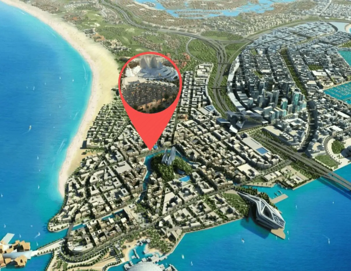 Mandarin Oriental Residences master plan showcasing luxury branded homes on Saadiyat Island, Abu Dhabi waterfront community.