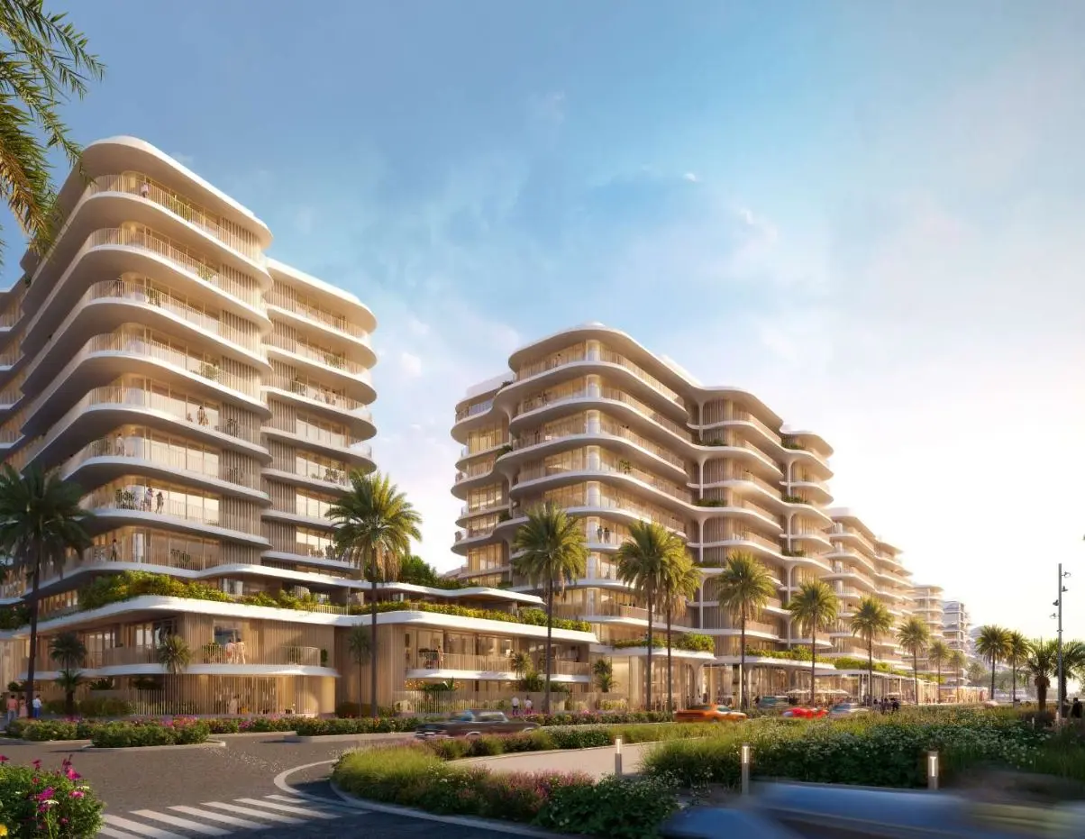 Mamsha Gardens master plan on Saadiyat Island, Abu Dhabi showcasing residential buildings, landscaped gardens, premium amenities, and walkable community layout.