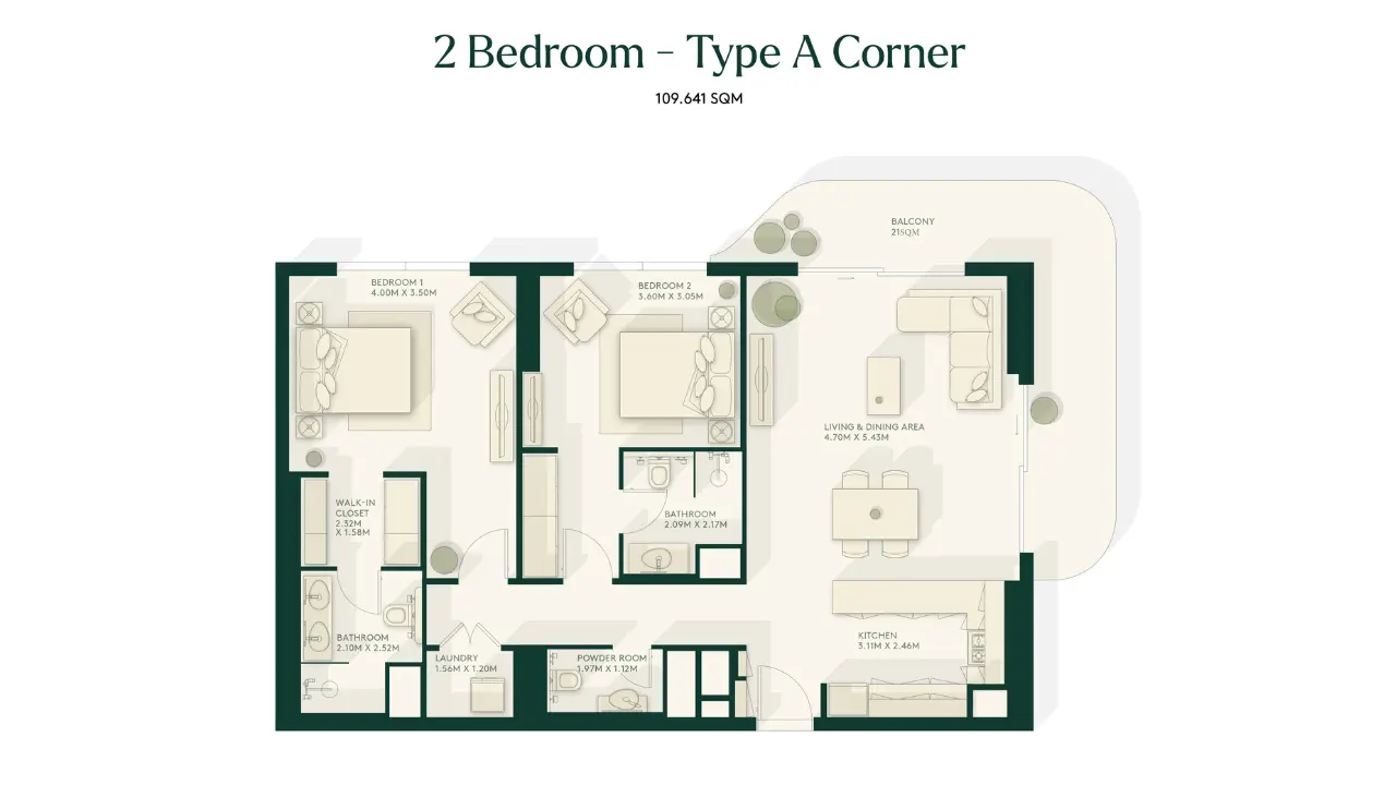 Type A - Corner floor plan