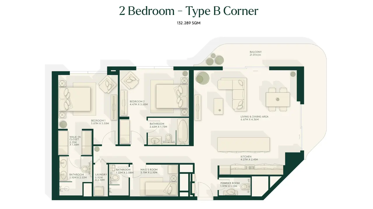Type B - Corner floor plan