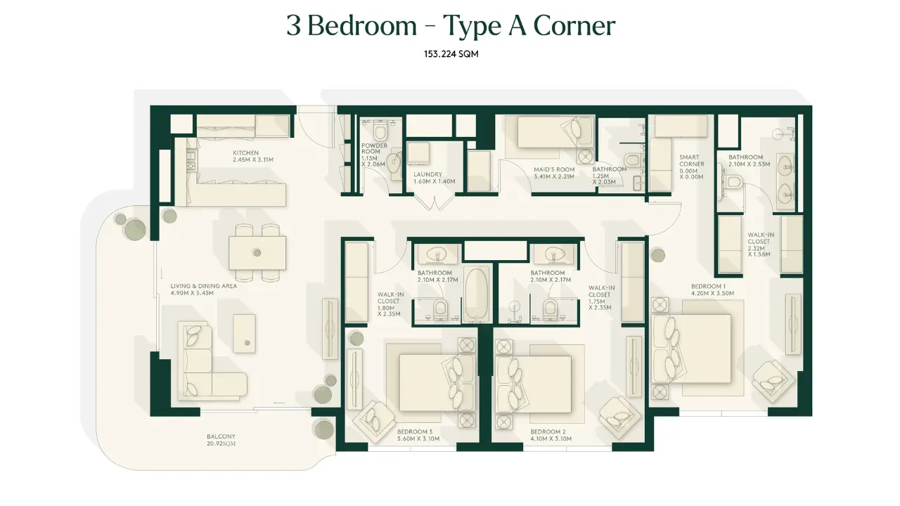Type A - Corner floor plan
