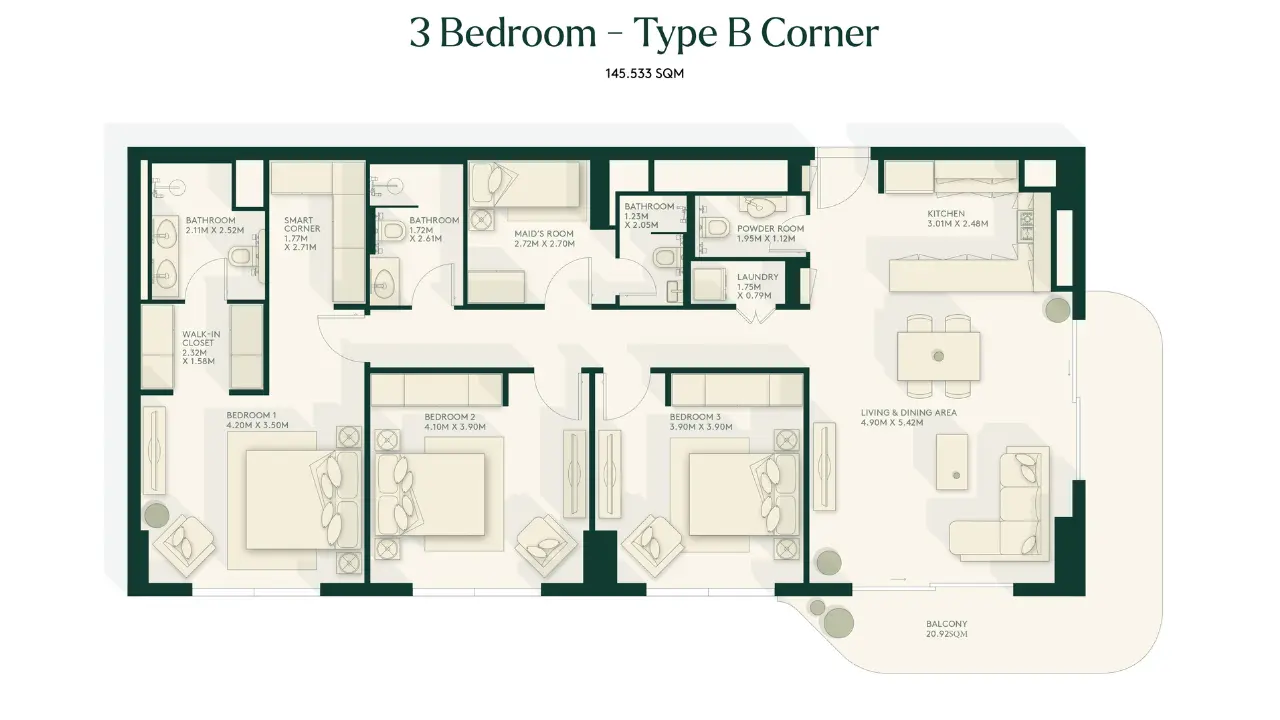 Type B - Corner floor plan