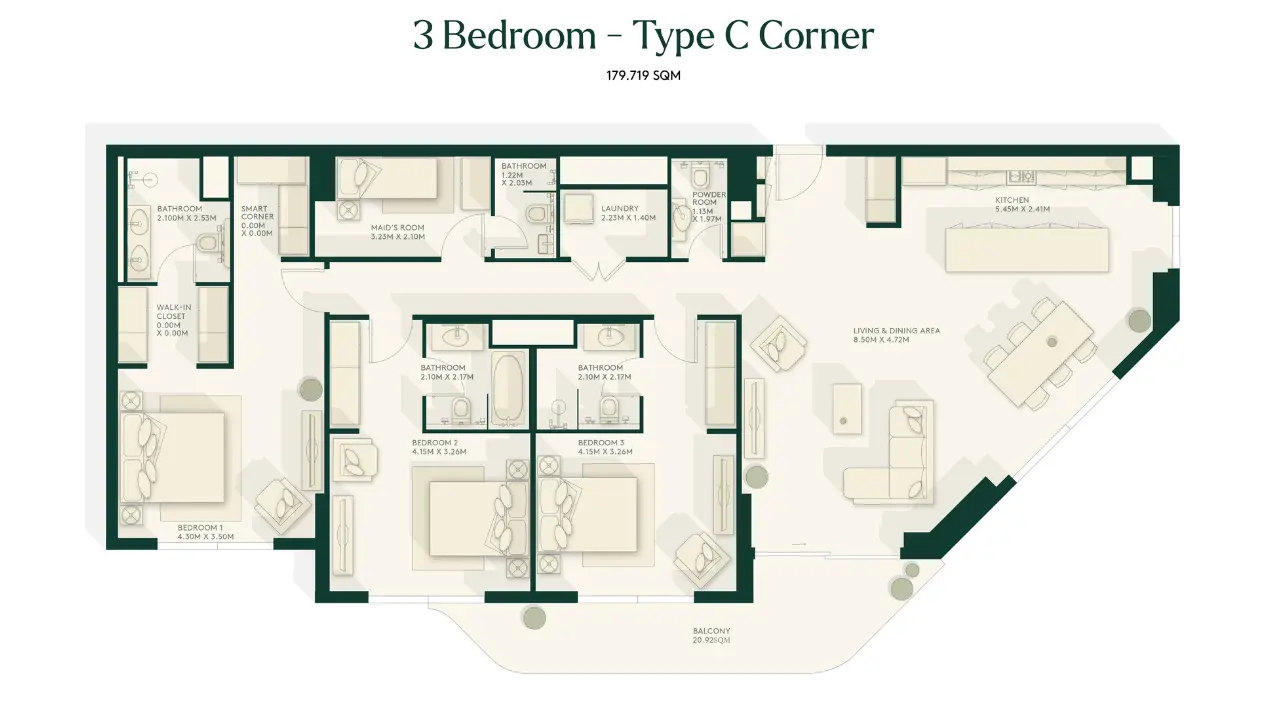 Type C - Corner floor plan